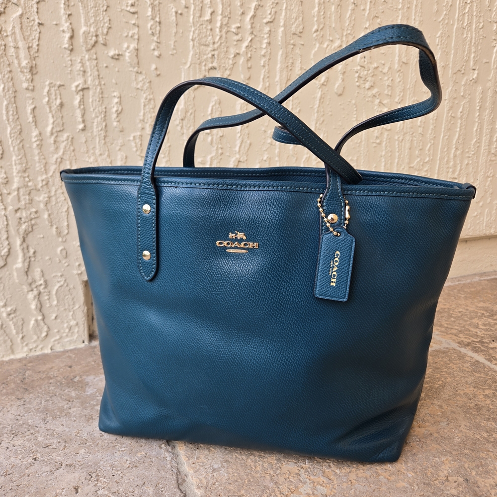 Coach Blue Leather Tote Bag